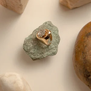 Anel Chapa com Flor De Metal