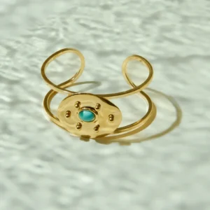 Bracelete De 2 Aros Com Pedra Resinada Oval