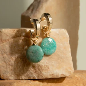 Brinco Argola Com Pedra Natural