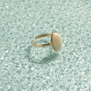 Anel De Aro Fino Com Pedra Resinada Oval