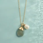 Colar Com Pedra Natural e Pérola