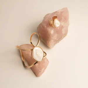 Conjunto Bracelete e Anel De Pedra Resinada