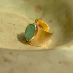 Anel De Chapa Com Pedra Resinada Translucida
