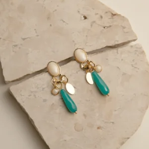 Brinco De Pedra Natural Com Pedra Resinada