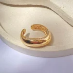 Anel Regulável Curvado Cravejado