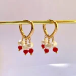 Brinco Argola Click Com Perolas e Cristais