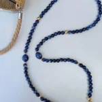 Alça De Celular de Pedras e Esferas Azuis