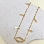 Choker de Elos Com Medalhas e Pingente de Pedra