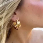 Brinco Argola 3 Aros Banhado a Ouro 18k