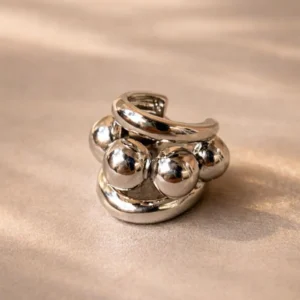 Piercing Tubular com Detalhes de Esferas No Ródio Branco
