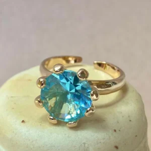 Anel Solitário com pedra de 12mm no ouro 18K