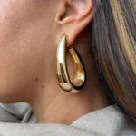 Brinco Argola Oval em Eletroformação com Banho de Ouro 18K