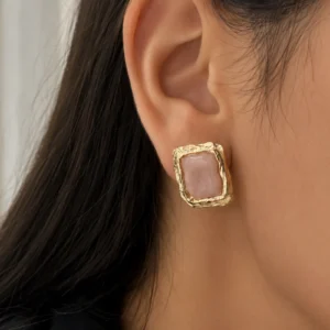Brinco com Pedra Resinada Rose