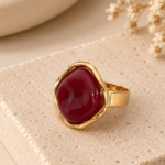 Anel Ajustável Com Pedra Resinada Burgandy